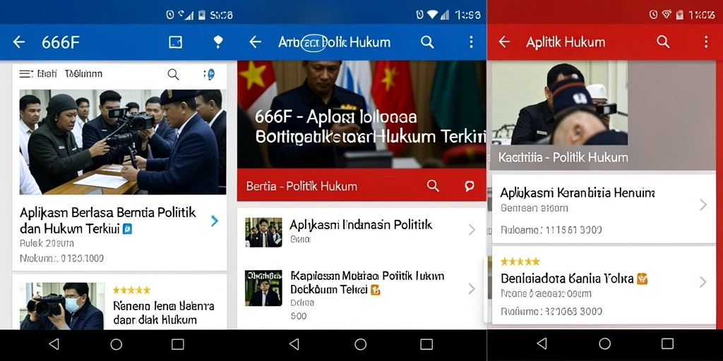 Antarmuka aplikasi 666F untuk berita politik dan hukum.