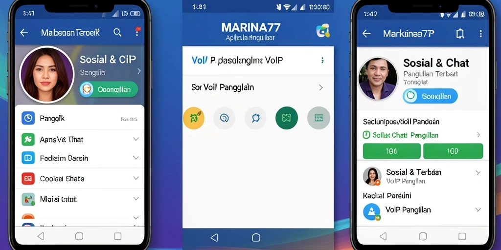Tampilan antarmuka aplikasi MARINA77 untuk VoIP Panggilan.