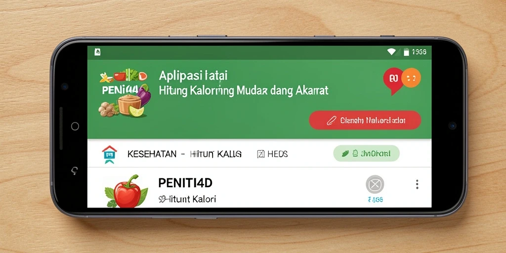Antarmuka aplikasi PENITI4D yang menunjukkan fitur Hitung Kalori.